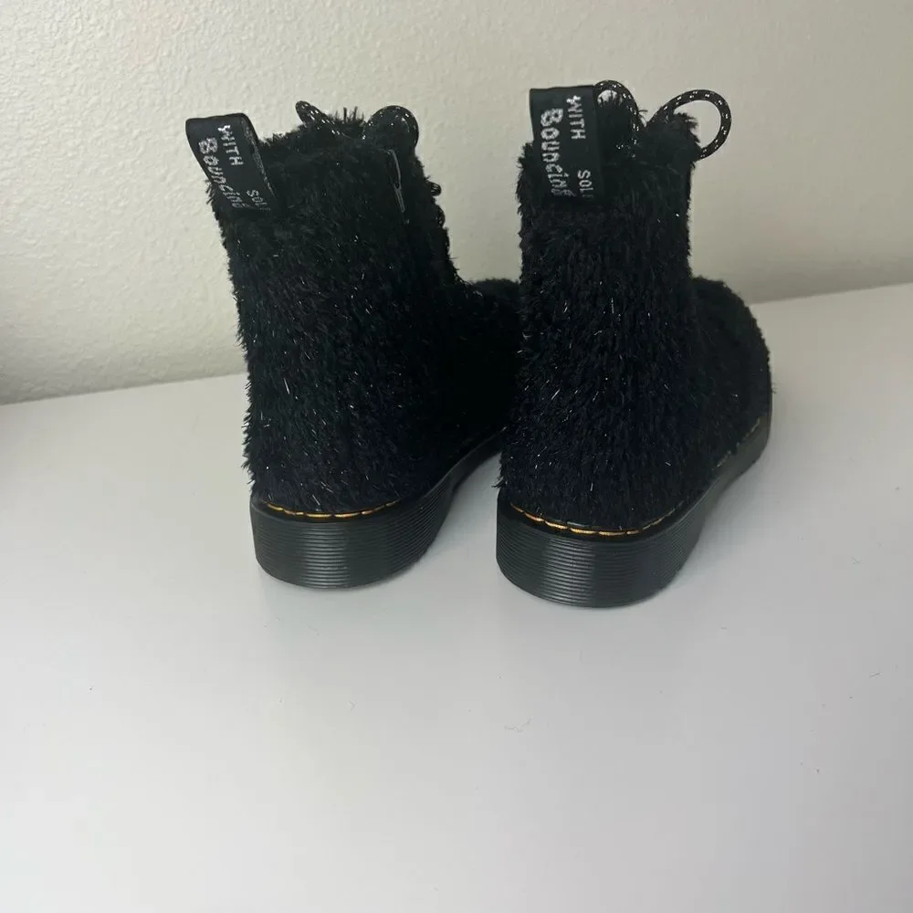 Dr Martens 1460 Pascal J Black Tinsel Fur Boots size4 new